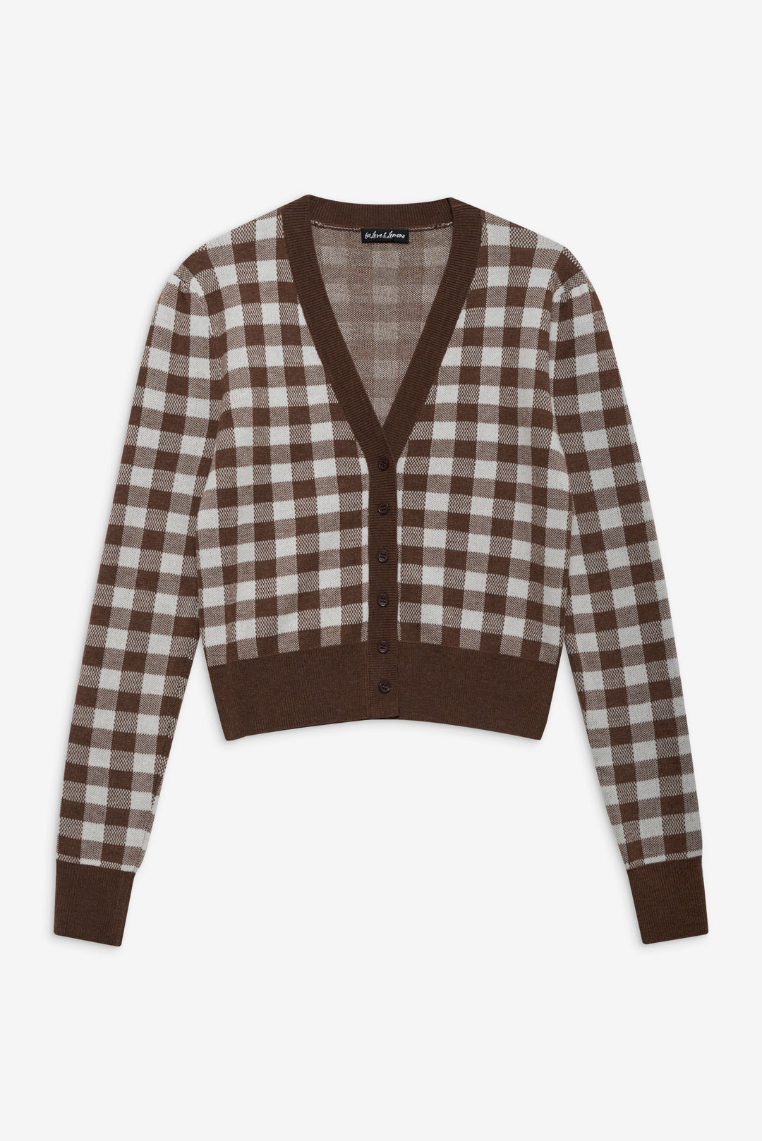 For Love and Lemons Gingham Knit Cardigan - Brown