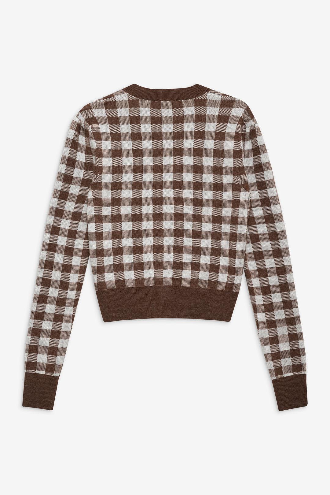 For Love and Lemons Gingham Knit Cardigan - Brown