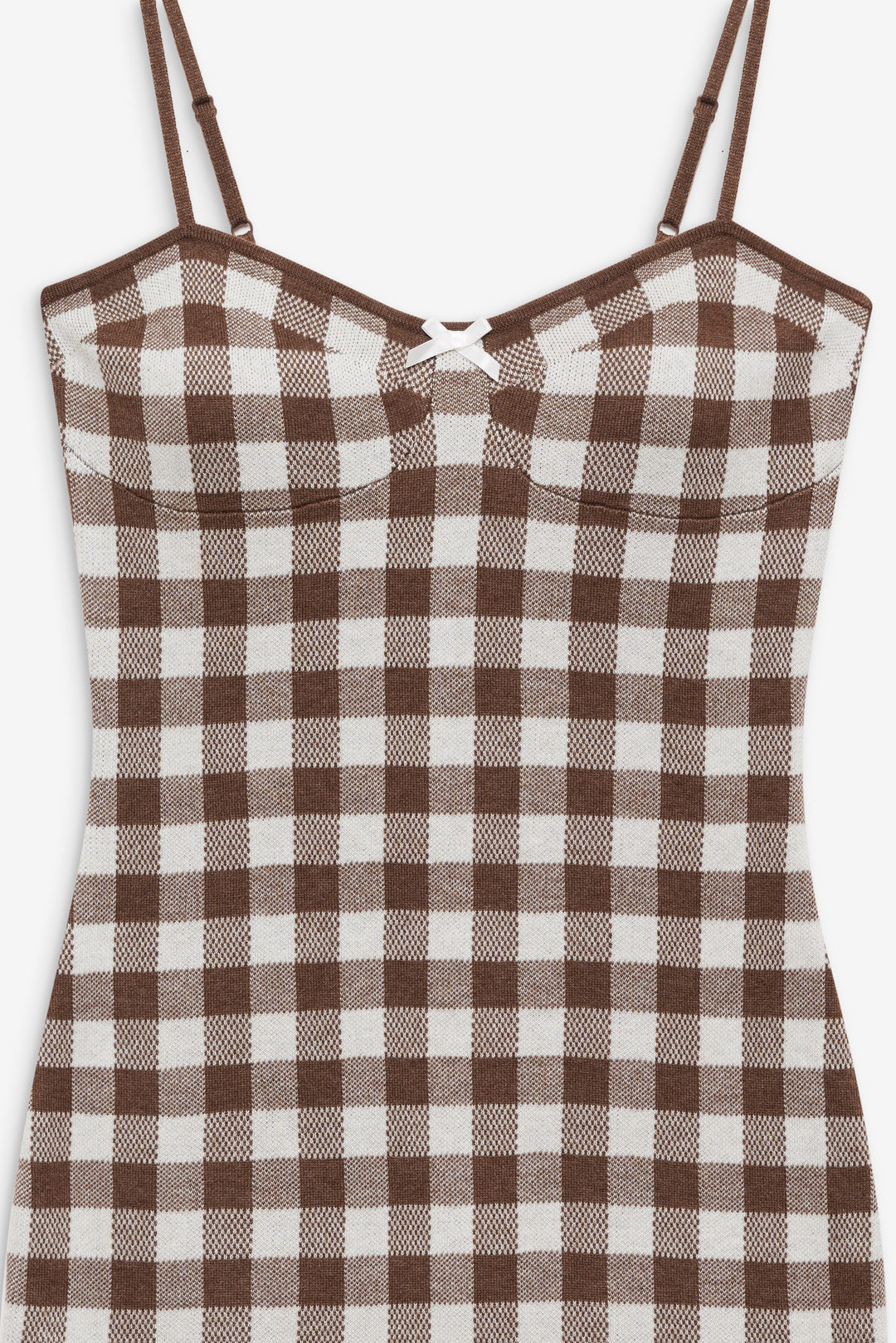 For Love and Lemons Gingham Knit Mini Dress - Brown