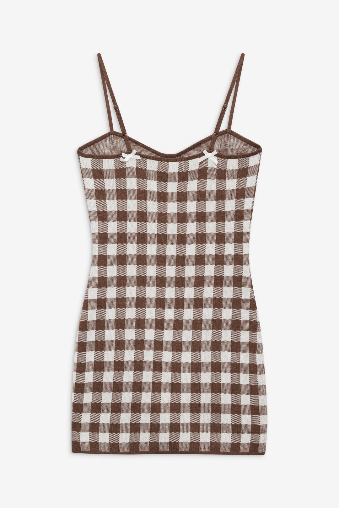 For Love and Lemons Gingham Knit Mini Dress - Brown