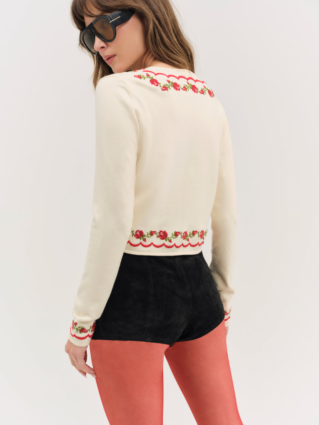For Love and Lemons Rose Waltz Scalloped Knit Cardigan - Cream