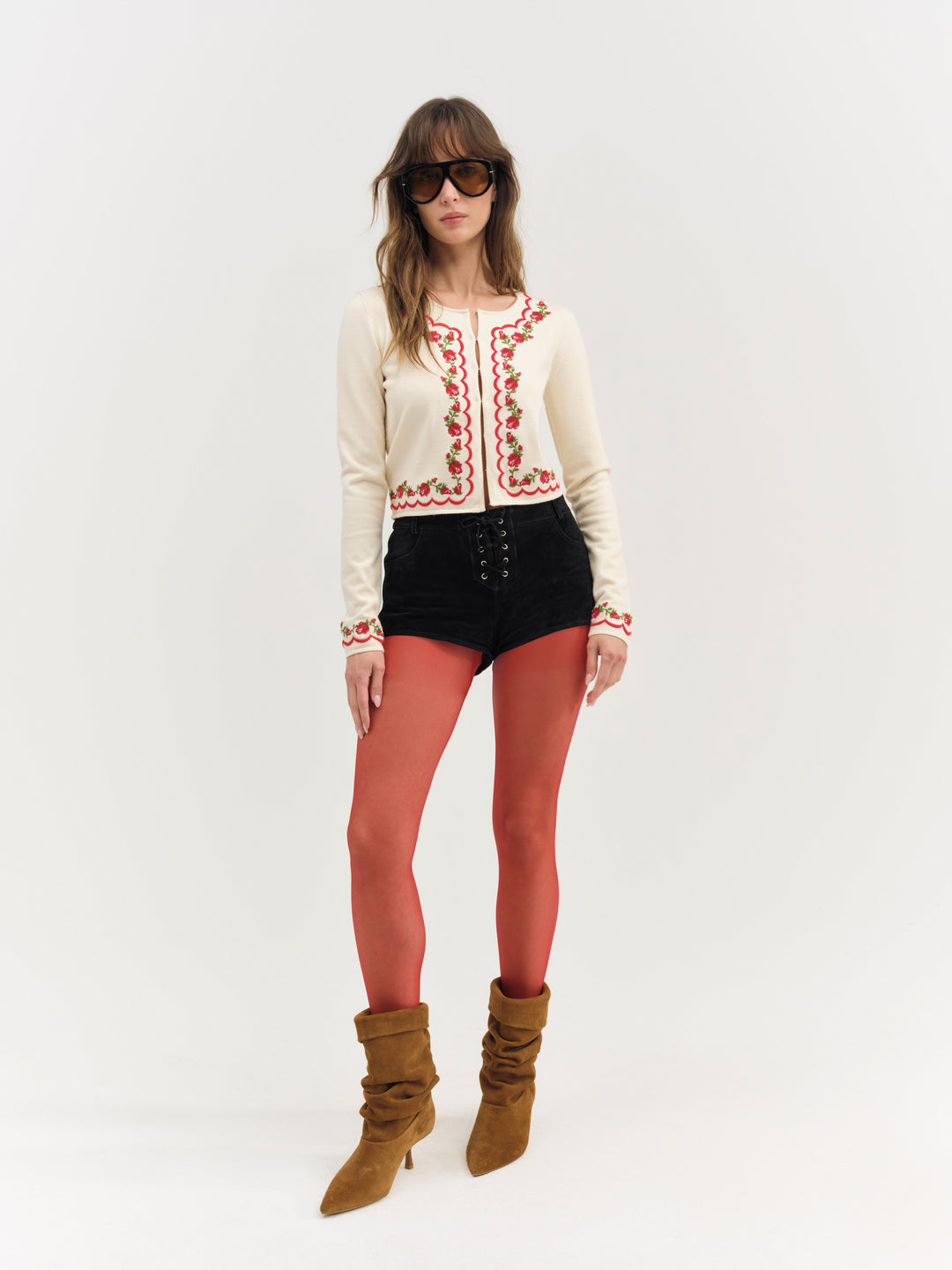 For Love and Lemons Rose Waltz Scalloped Knit Cardigan - Cream