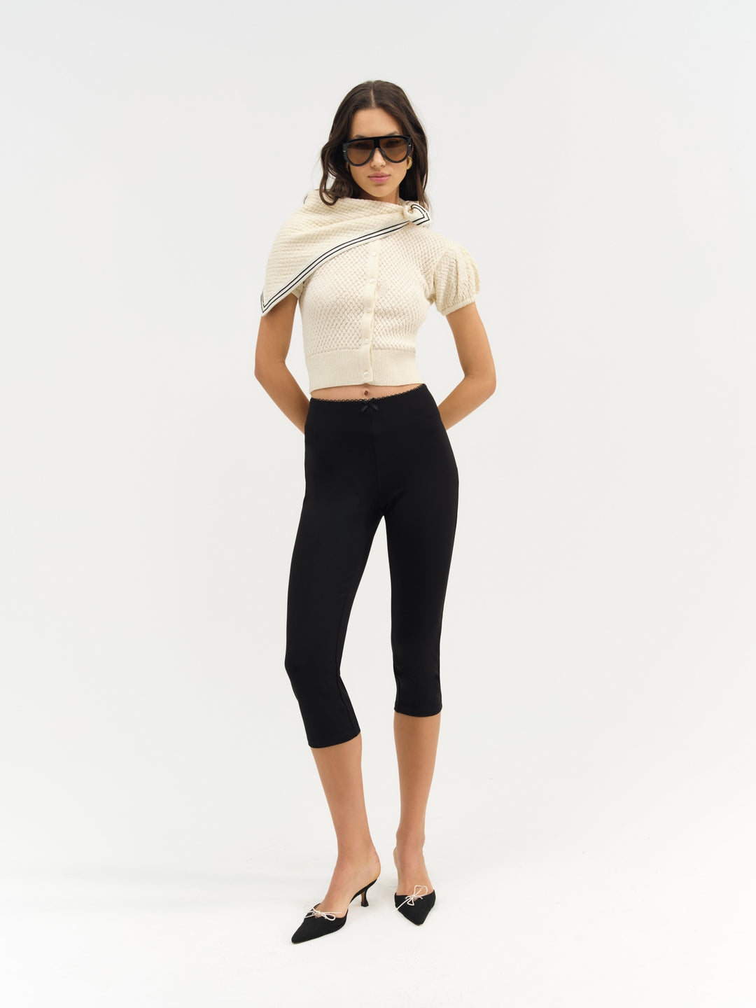 For Love and Lemons Maritime Knit Cardigan & Scarf - Cream