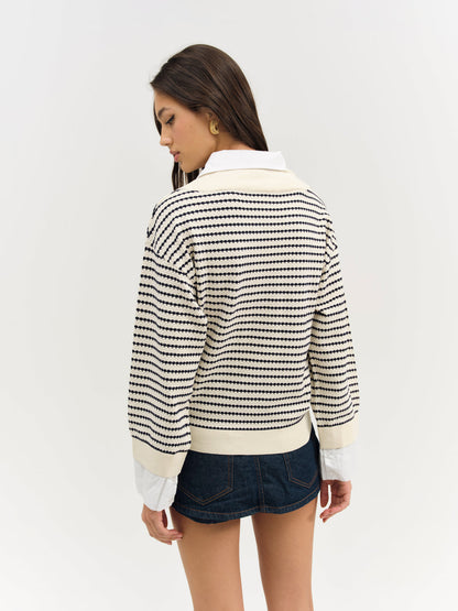 For Love and Lemons Regatta Stripe Knit Sweater - Cream