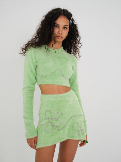 For Love and Lemons Sullivan Mini Skirt - Green