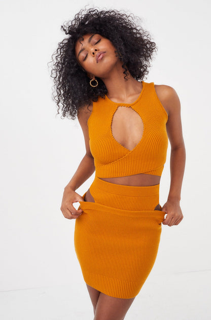 For Love and Lemons Maggie Mini Skirt - Orange