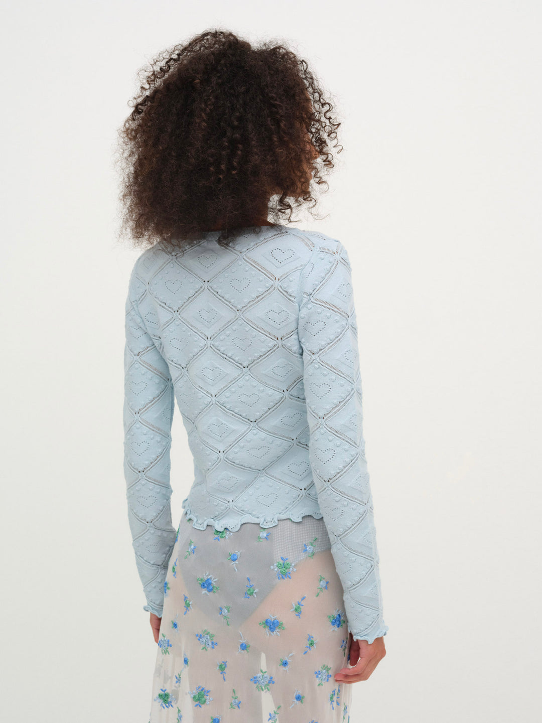 For Love and Lemons Coco Knit Cardigan - Baby Blue