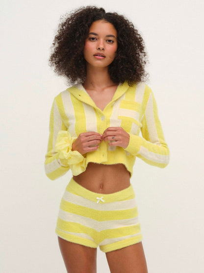 For Love and Lemons Sleepy Stripe Shorts - Yellow