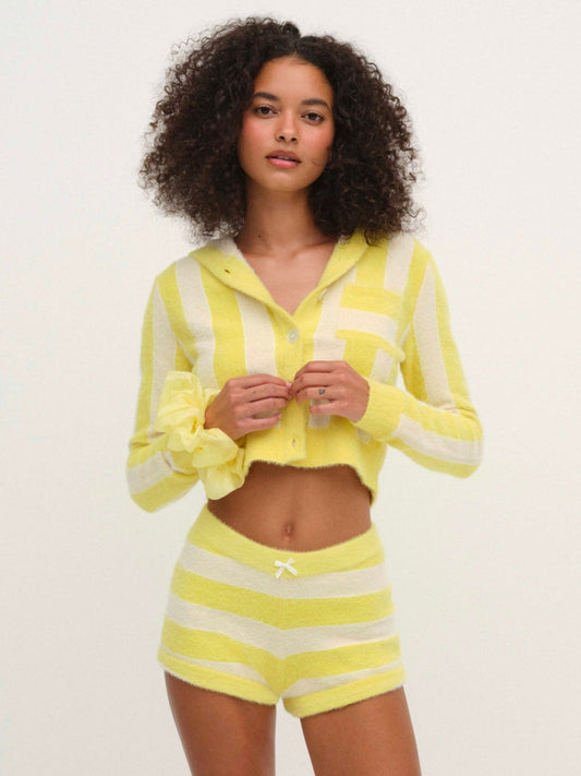For Love and Lemons Sleepy Stripe Shorts - Yellow