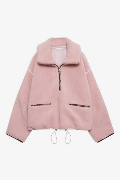 For Love and Lemons Melody Pullover Sherpa Jacket - Pink
