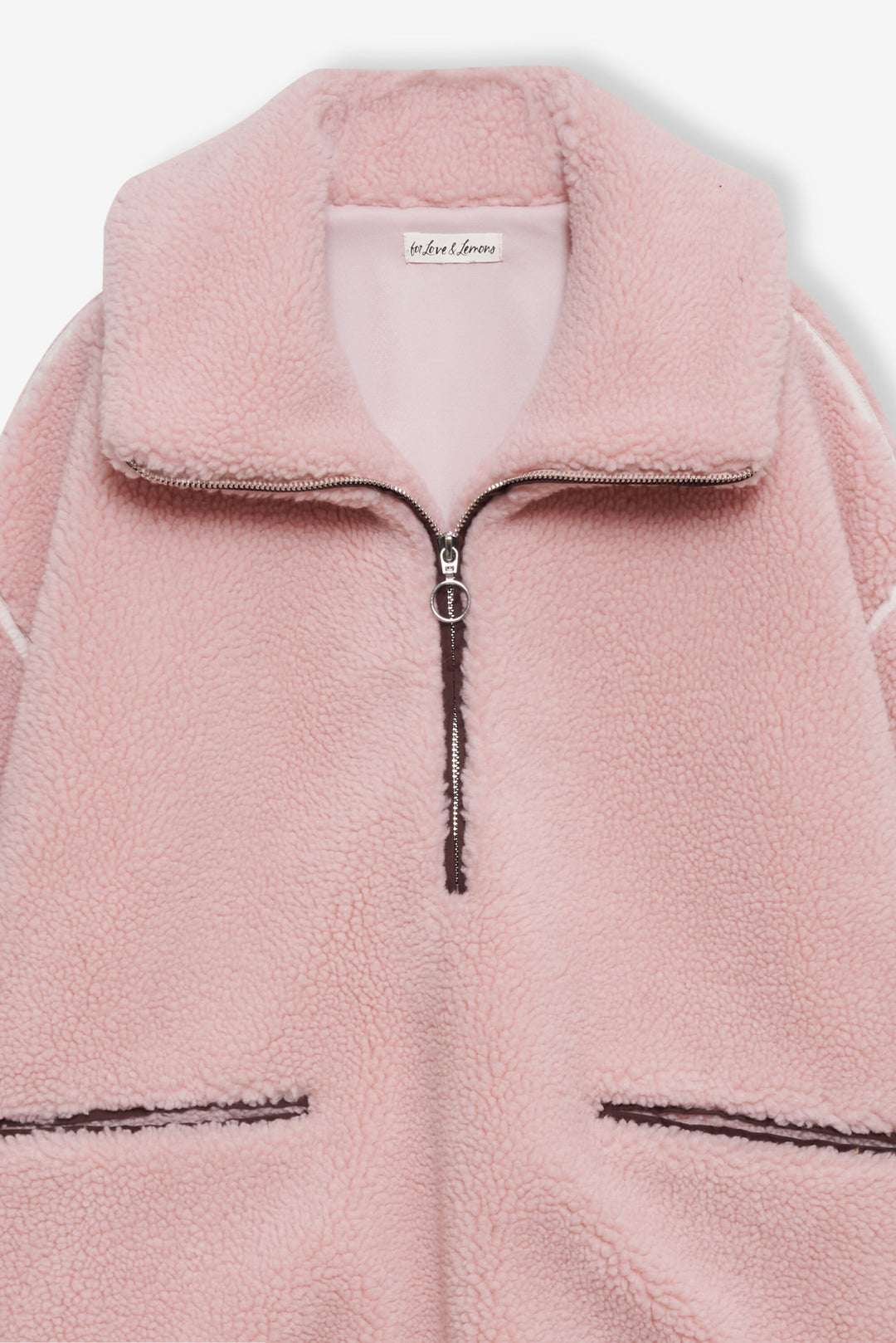 For Love and Lemons Melody Pullover Sherpa Jacket - Pink