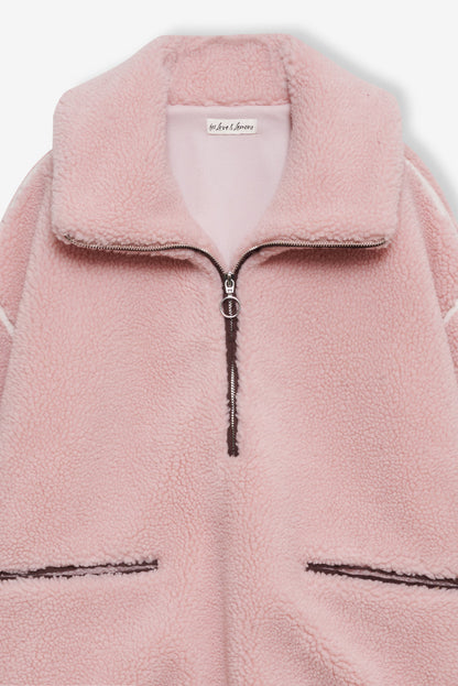 For Love and Lemons Melody Pullover Sherpa Jacket - Pink