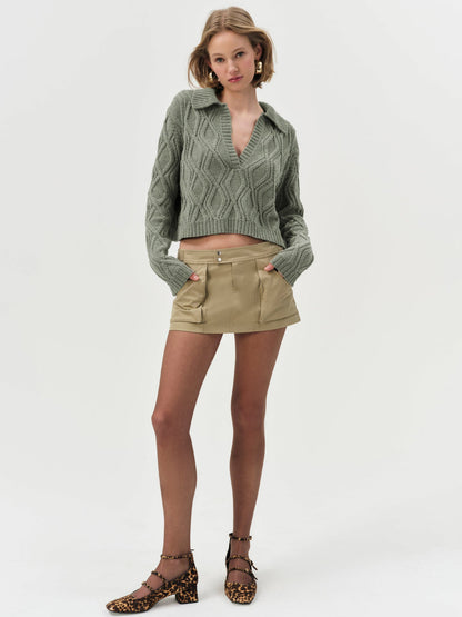 For Love and Lemons Madison Chenille Polo - Green