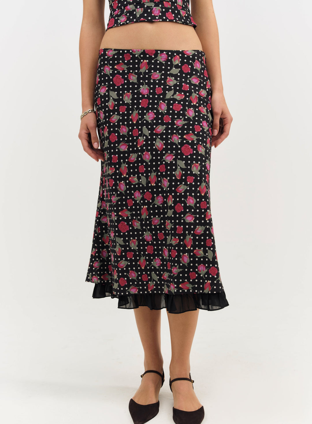 For Love and Lemons Betty Bud Midi Skirt - Black