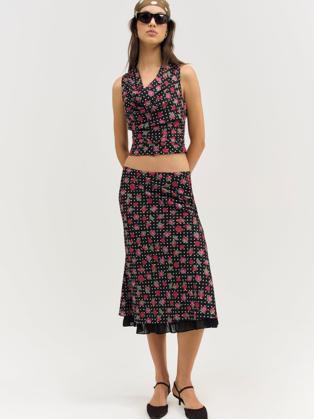For Love and Lemons Betty Bud Midi Skirt - Black
