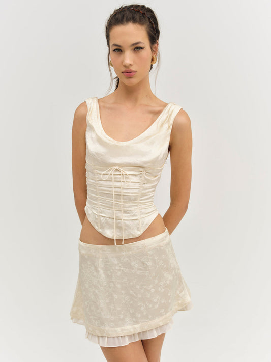 For Love and Lemons Carla Jacquard Mini Skirt - Cream