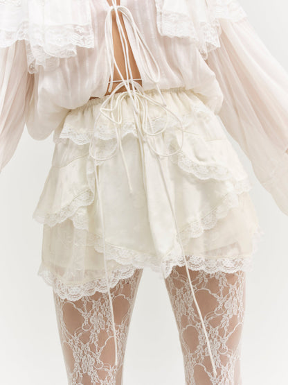 For Love and Lemons Jeanne Jacquard Mini Skirt - Cream