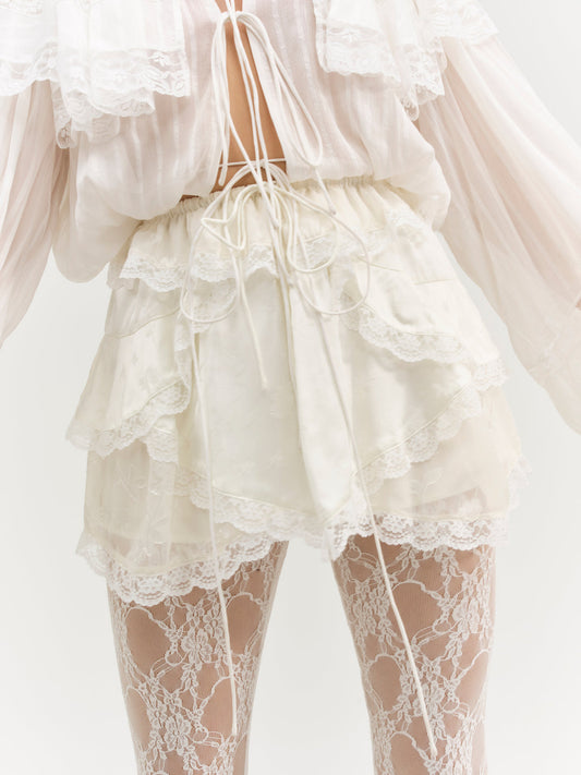For Love and Lemons Jeanne Jacquard Mini Skirt - Cream