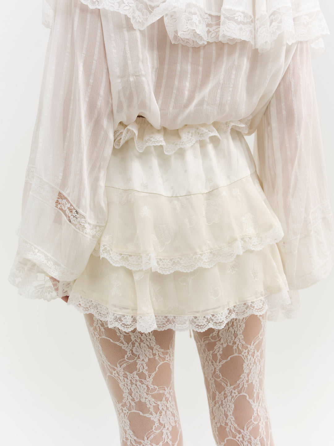 For Love and Lemons Jeanne Jacquard Mini Skirt - Cream