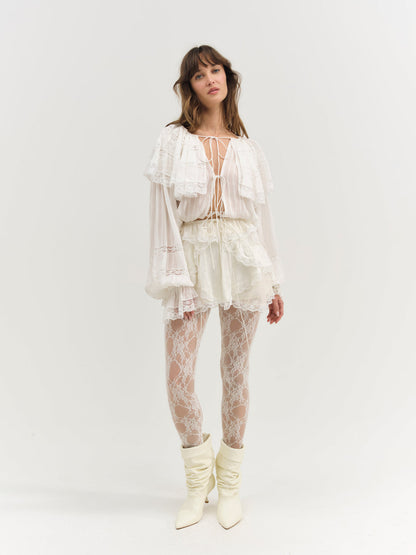 For Love and Lemons Jeanne Jacquard Mini Skirt - Cream