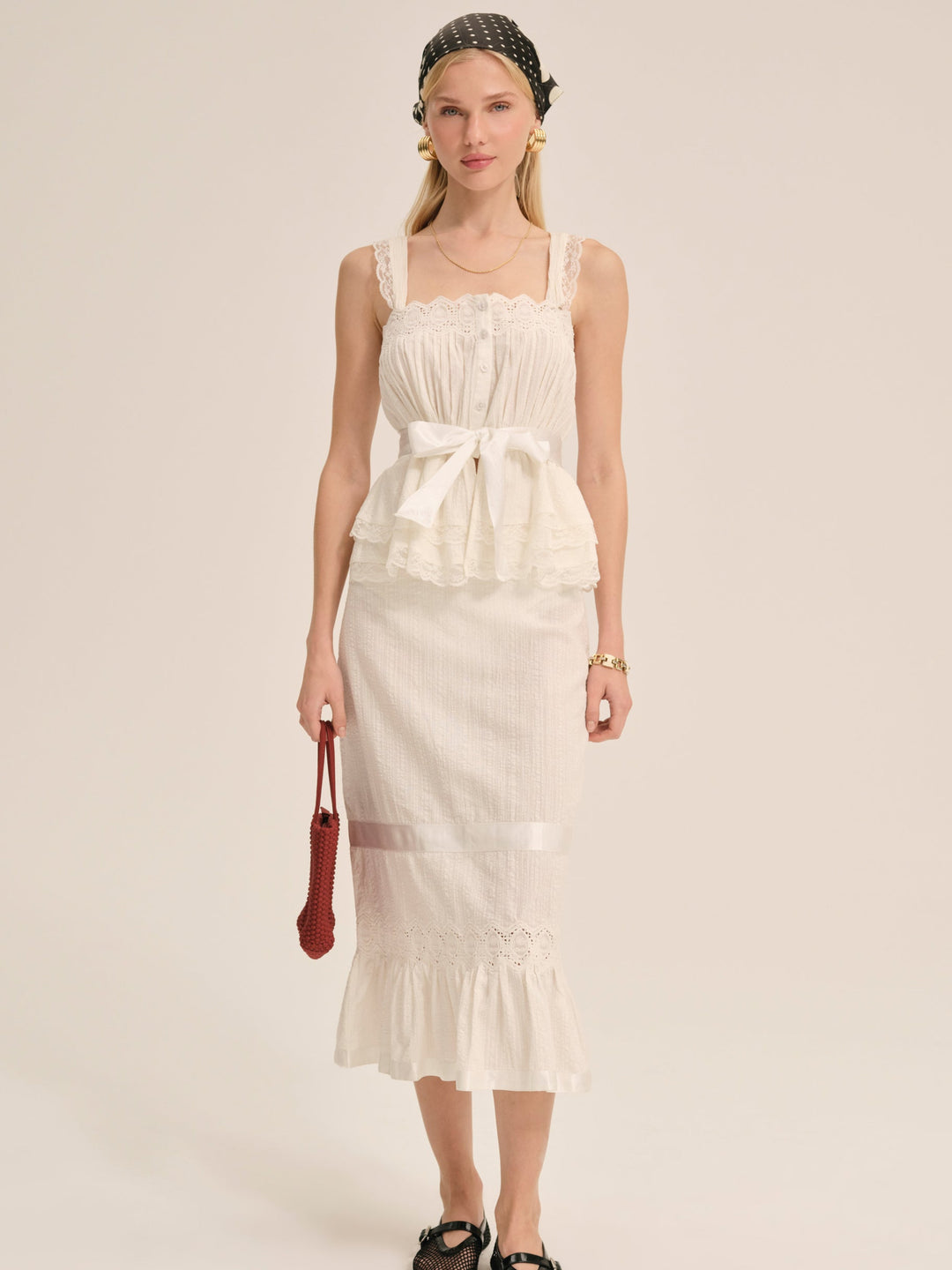 For Love and Lemons Sweet Summer Midi Skirt - White