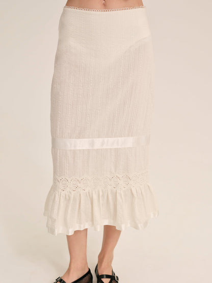 For Love and Lemons Sweet Summer Midi Skirt - White