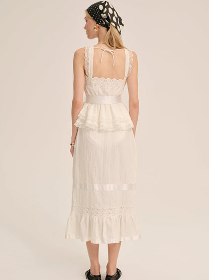 For Love and Lemons Sweet Summer Midi Skirt - White