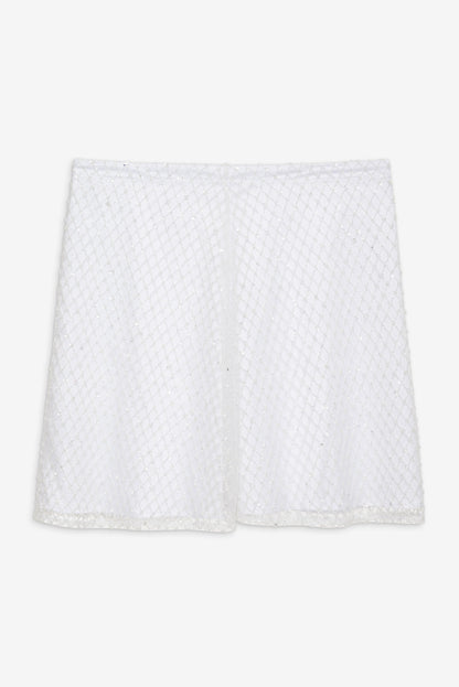 For Love and Lemons Glitter Grid Mini Skirt - White