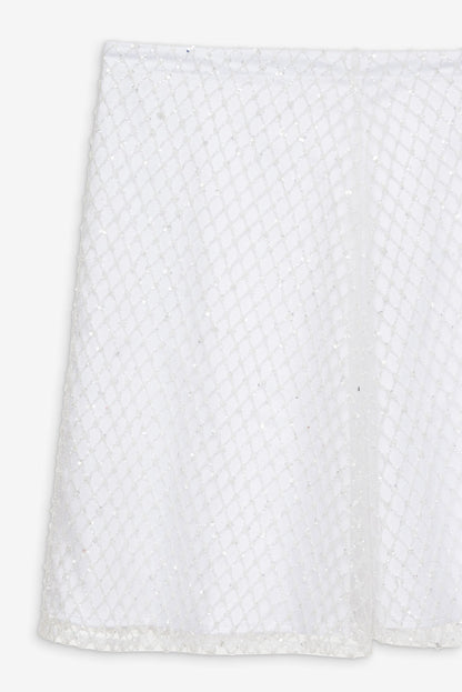 For Love and Lemons Glitter Grid Mini Skirt - White