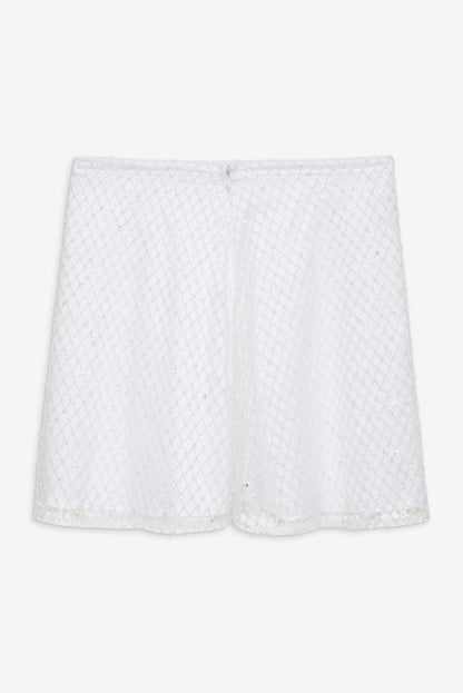 For Love and Lemons Glitter Grid Mini Skirt - White