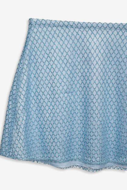 For Love and Lemons Glitter Grid Mini Skirt - Blue