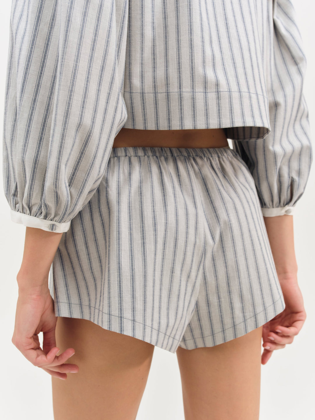 For Love and Lemons Linen Stripe Shorts - Blue