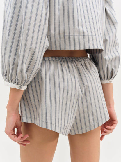 For Love and Lemons Linen Stripe Shorts - Blue