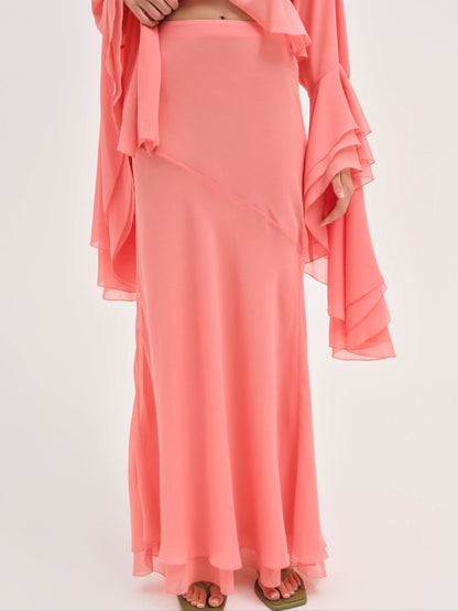 For Love and Lemons Joana Maxi Skirt - Peach