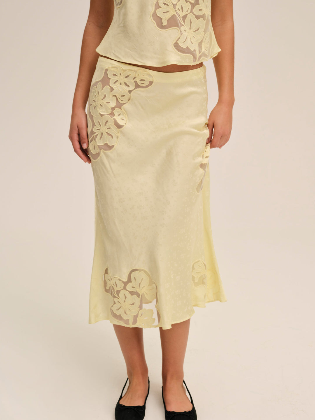 For Love and Lemons Sunrise Midi Skirt - Yellow
