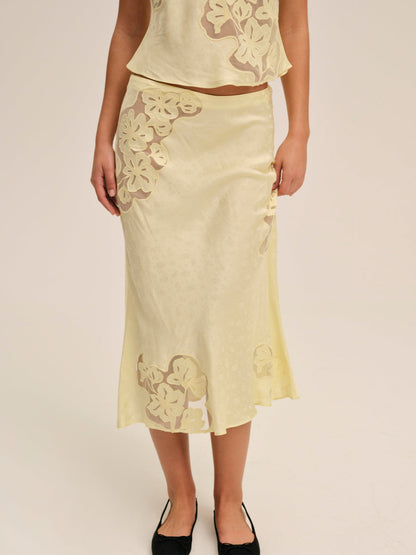 For Love and Lemons Sunrise Midi Skirt - Yellow