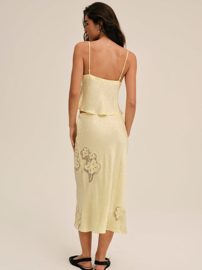 For Love and Lemons Sunrise Midi Skirt - Yellow