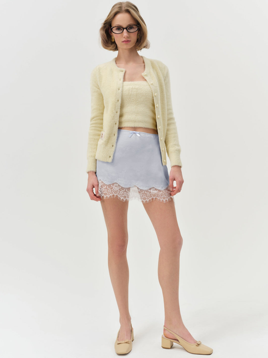 For Love and Lemons Madalie Slip Skirt - Blue