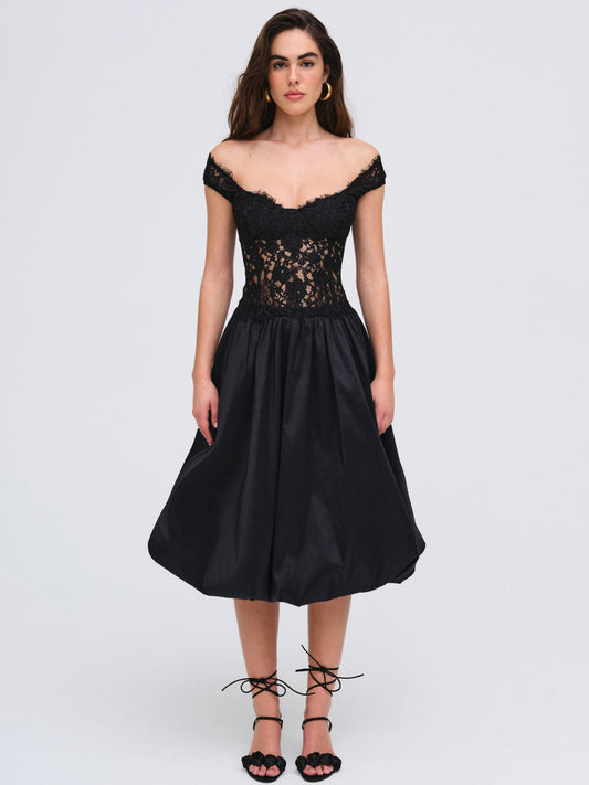 For Love and Lemons Waverley Midi Skirt - Black