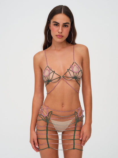 For Love and Lemons Tulip Rhinestone Skirt - Pink