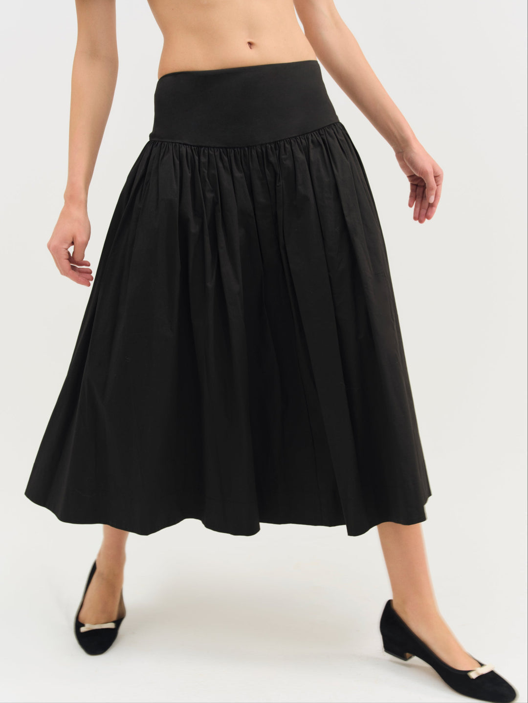 For Love and Lemons Helena Poplin Midi Skirt - Black