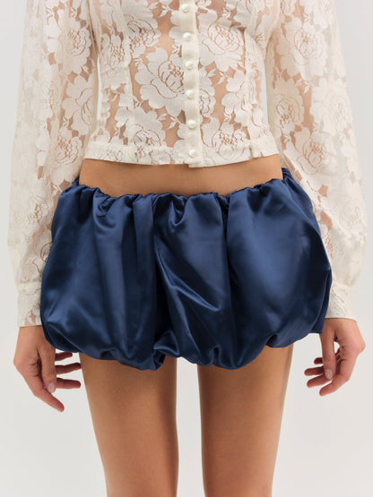 For Love and Lemons Lena Bubble Mini Skirt - Navy