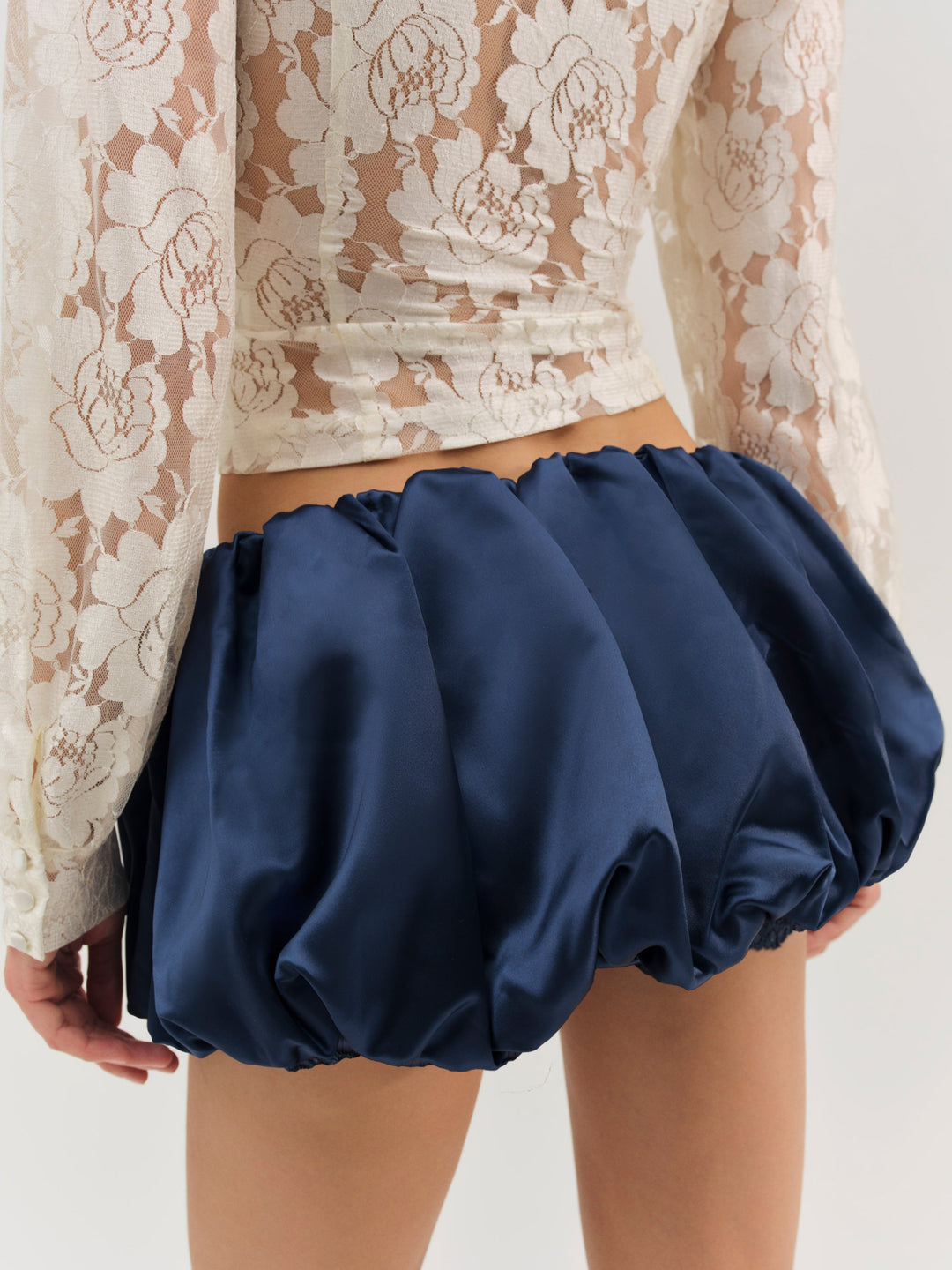 For Love and Lemons Lena Bubble Mini Skirt - Navy