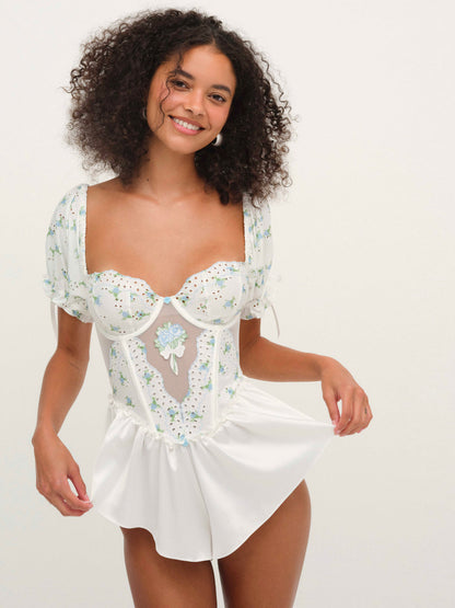 For Love and Lemons Budding Blossom Sleep Romper - White