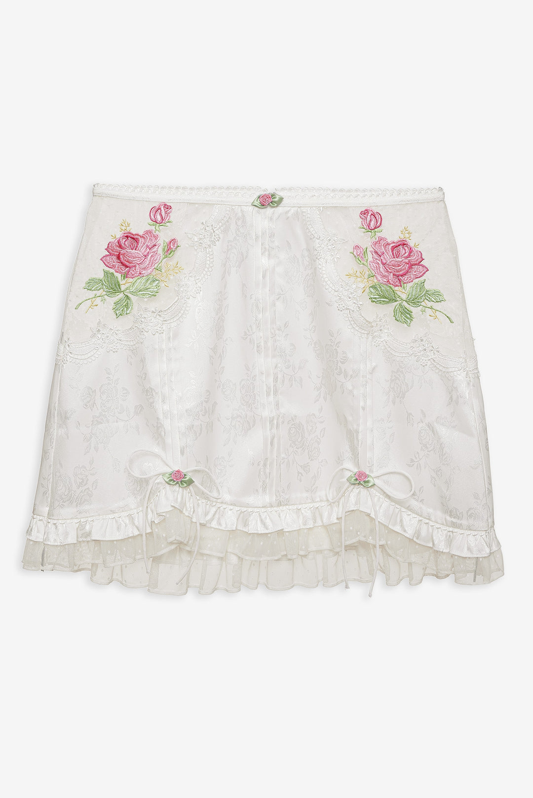 For Love and Lemons Heirloom Rose Slip Skirt - White