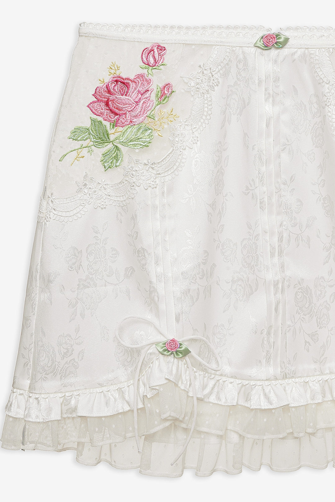 For Love and Lemons Heirloom Rose Slip Skirt - White