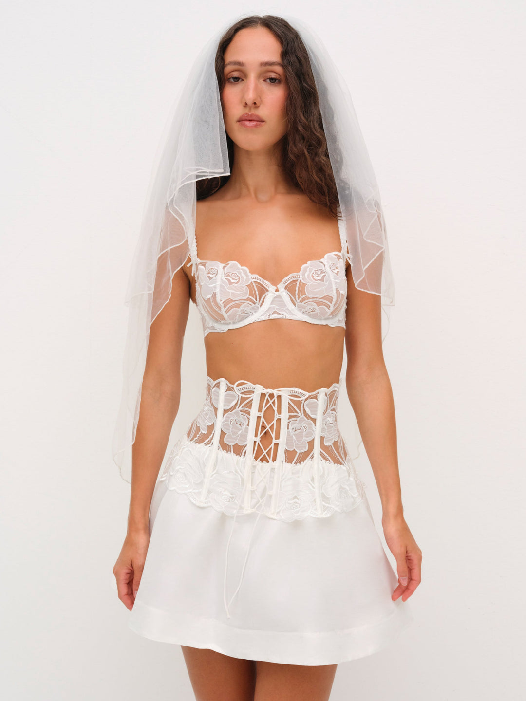 For Love and Lemons Blushing Blooms Mini Skirt - White