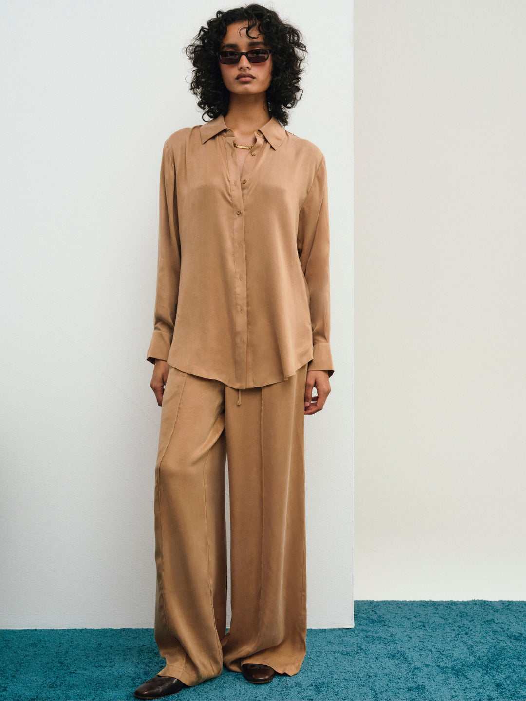 For Love and Lemons Clarabell Wide-Leg Pant - CAMEL