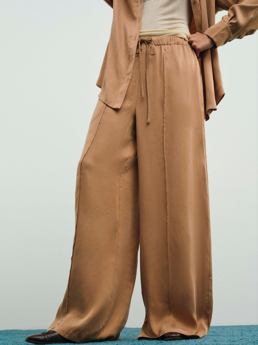 For Love and Lemons Clarabell Wide-Leg Pant - CAMEL