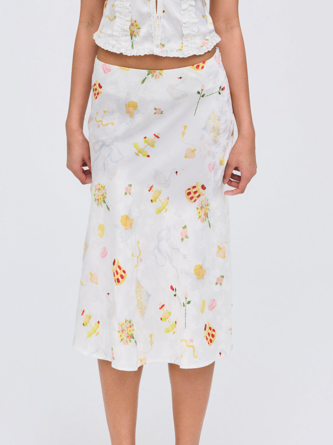 For Love and Lemons Charlise Midi Skirt - White
